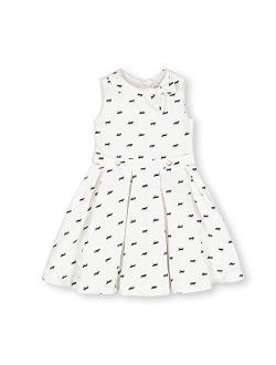 Girls' Sleeveless Dress with Gathered Waist and Bow Detail