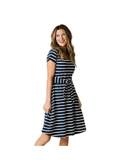 Women's Short Sleeve Tie-Front Knit Dress