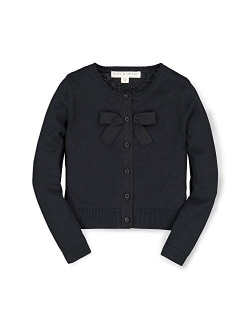 Girls' Long Sleeve Cardigan with Front Bow Detail