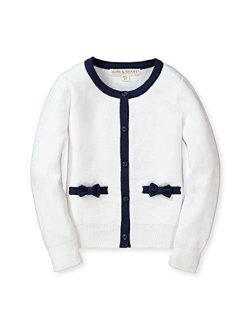 Hope & Henry Girls' Long Sleeve Cardigan with Front Bow Detail