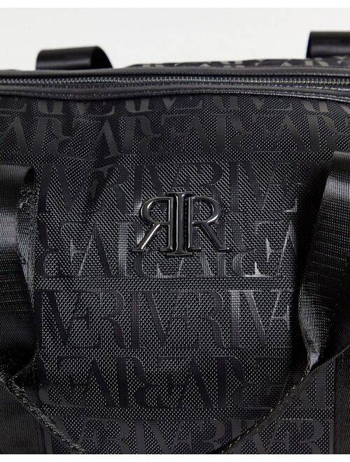 River Island monogram holdall in black