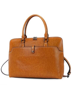 Briefcase for Women Oil Wax Leather 15.6 Inch Laptop Slim Business Large Capacity Ladies Shoulder Bags