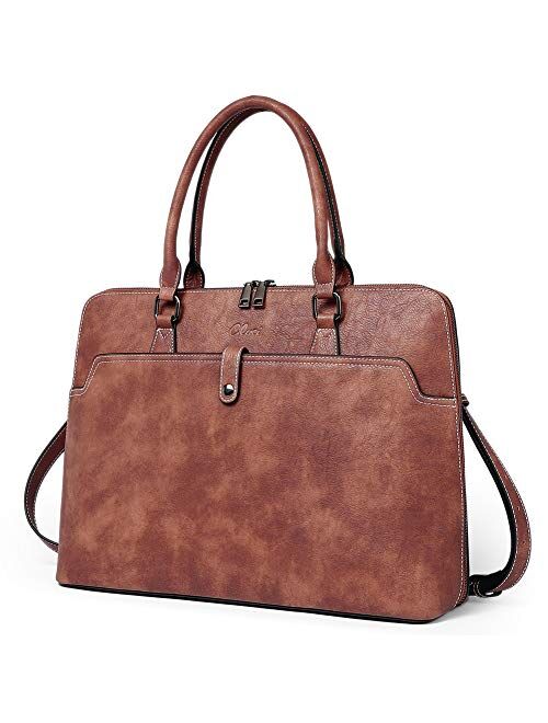 CLUCI Briefcase for Women Oil Wax Leather 15.6 Inch Laptop Slim Business Large Capacity Ladies Shoulder Bags