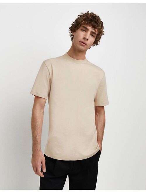 River Island high neck t-shirt in stone