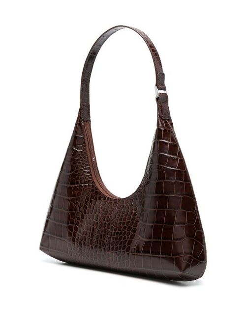 Amber crocodile-embossed shoulder bag