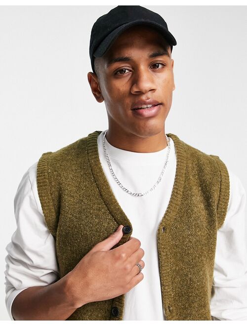 Jack & Jones Originals knitted button vest in brown