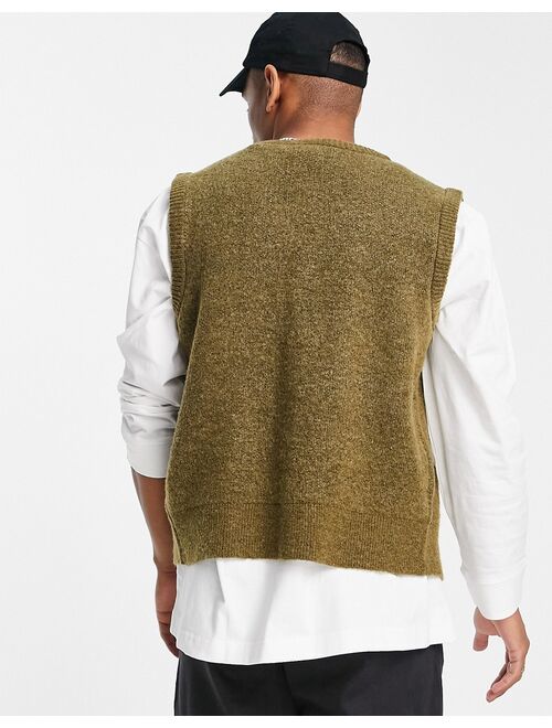 Jack & Jones Originals knitted button vest in brown