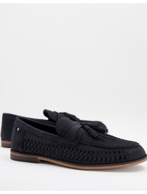 River Island woven tassle loafer in black