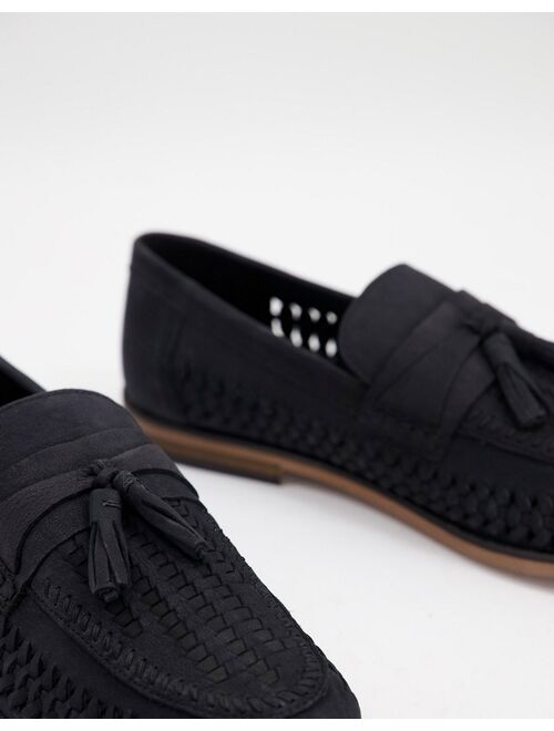 River Island woven tassle loafer in black