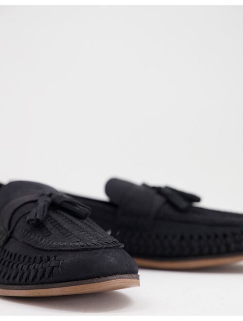 River Island woven tassle loafer in black