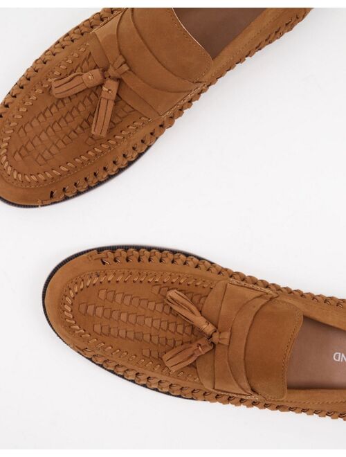 River Island woven tassel loafers in brown