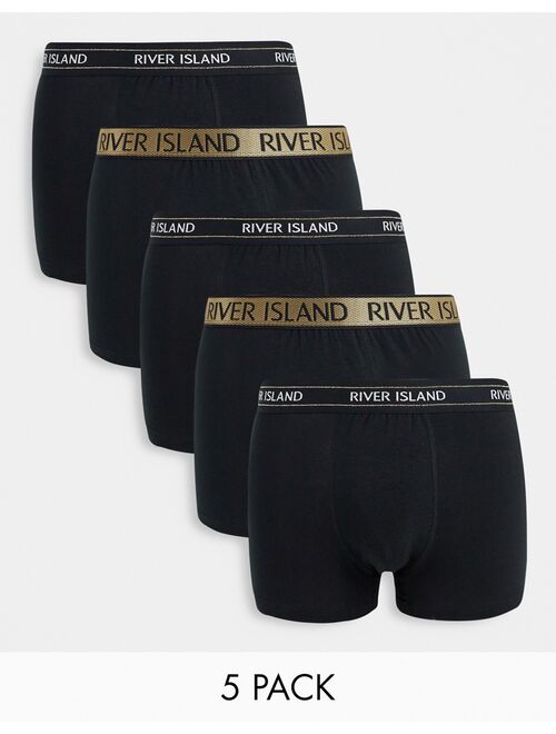 River Island 5-pack Long Leg boxer briefs in black