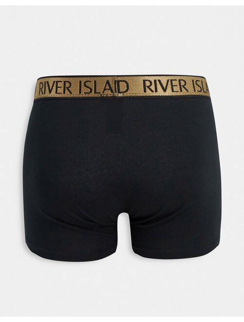 River Island 5-pack Long Leg boxer briefs in black