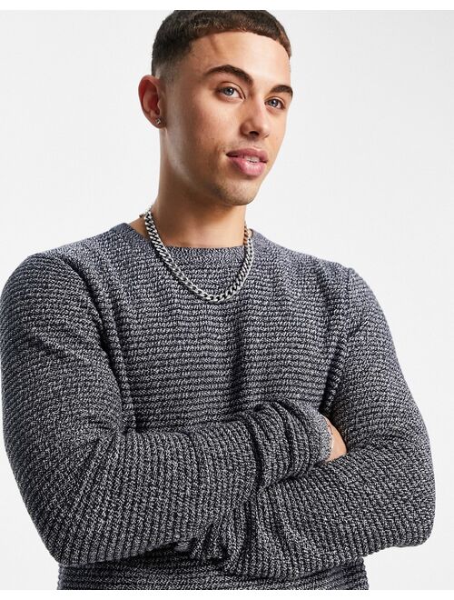 Jack & Jones Essentials ribbed sweater in navy twist