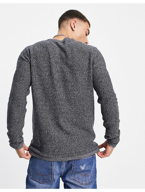 Jack & Jones Essentials ribbed sweater in navy twist