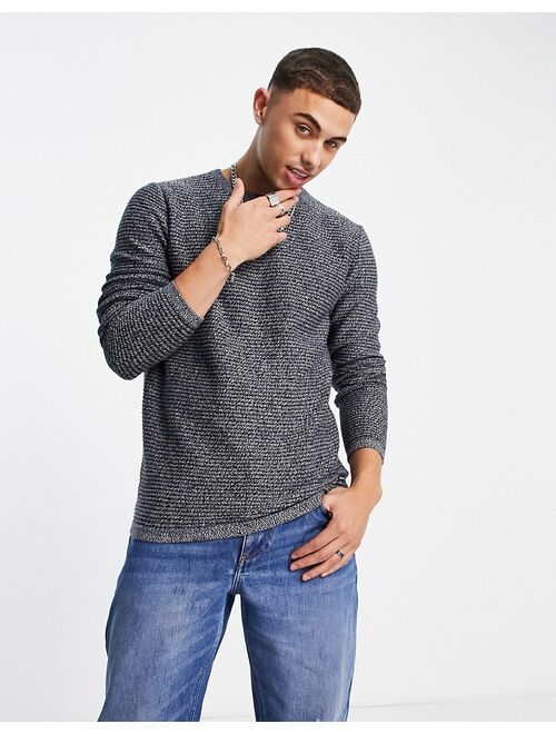 Jack & Jones Essentials ribbed sweater in navy twist