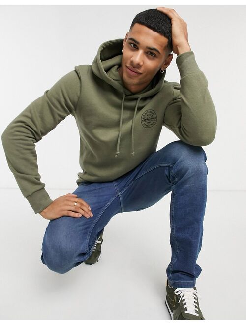 Jack & Jones Originals hoodie with stamp logo in green