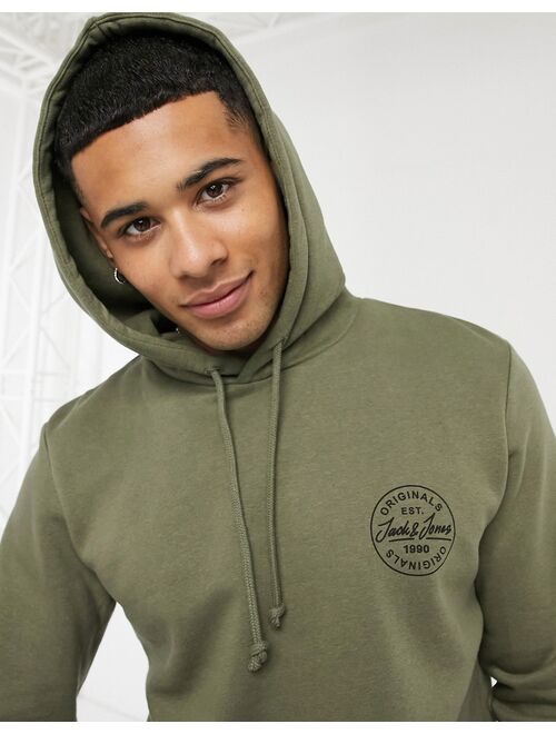 Jack & Jones Originals hoodie with stamp logo in green