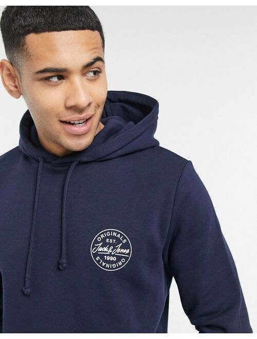 Jack & Jones Originals hoodie with stamp logo in navy