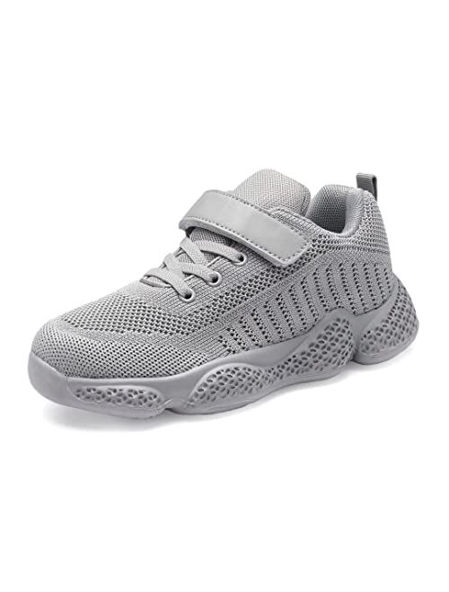 YAVY Kids Sneakers Boys Velcro Tennis Shoes Girls Fashion Athletic Running Sneaker Lightweight Walking Shoes