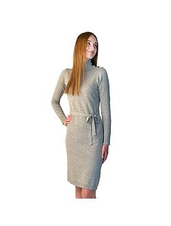 Womens' Mock Neck Dress with Belt