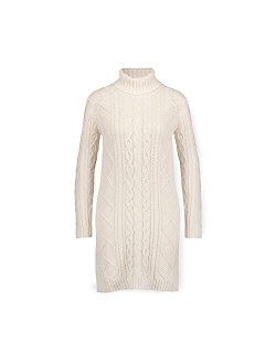 Womens' Cable Sweater Dress with Elbow Patches