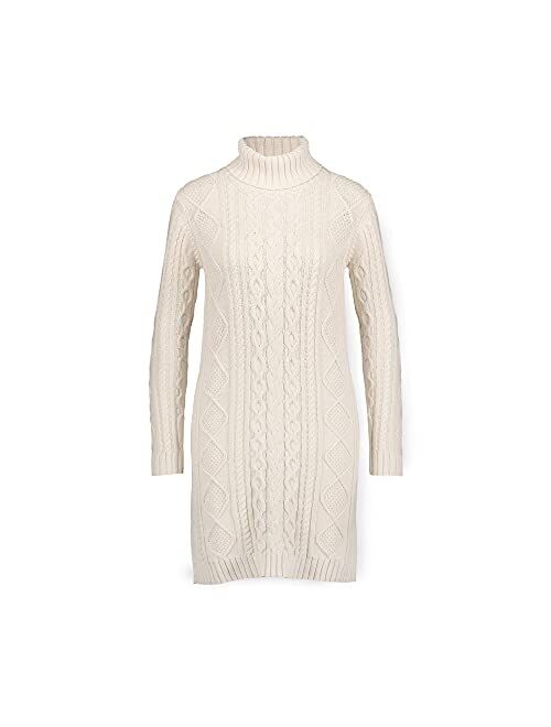 Hope & Henry Womens' Cable Sweater Dress with Elbow Patches