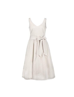 Women's Sleeveless A-Line Dress with Waist Sash