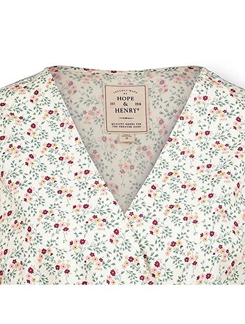 Hope & Henry Womens' Puff Sleeve Wrap Shirt