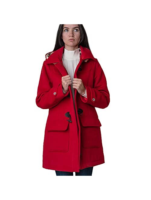 Hope & Henry Women's Toggle Duffle Coat with Detachable Hood