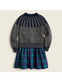 Girls' sweater mixy dress in Black Watch plaid