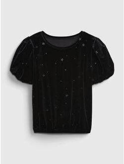 Kids Velvet Puff Sleeve Top