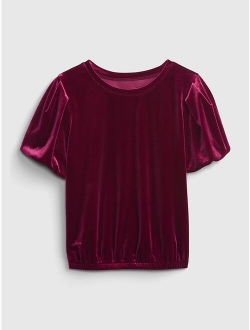 Kids Velvet Puff Sleeve Top