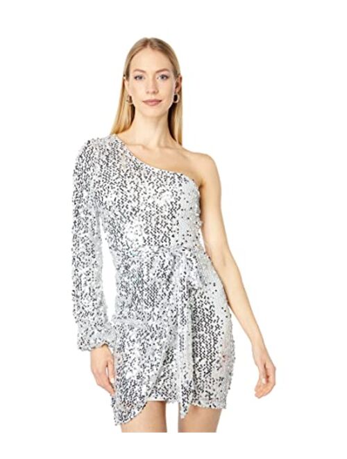 Bebe One Shoulder Sequin Wrap Dress