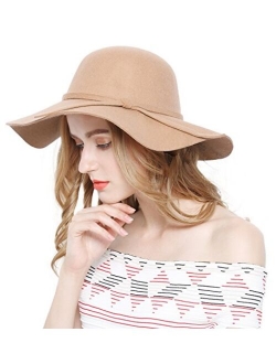 Lovful Women 100% Wool Wide Brim Cloche Fedora Floppy hat Cap