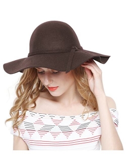 Lovful Women 100% Wool Wide Brim Cloche Fedora Floppy hat Cap