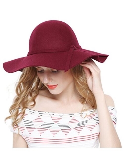 Lovful Women 100% Wool Wide Brim Cloche Fedora Floppy hat Cap