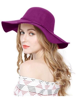 Lovful Women 100% Wool Wide Brim Cloche Fedora Floppy hat Cap