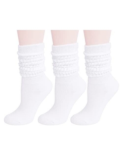 Lovful Slouch Socks for Women, Knee High Long Boot Socks, Cute Funny Novelty Scrunch Socks 3 Pairs