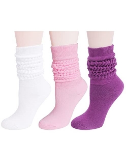 Lovful Slouch Socks for Women, Knee High Long Boot Socks, Cute Funny Novelty Scrunch Socks 3 Pairs