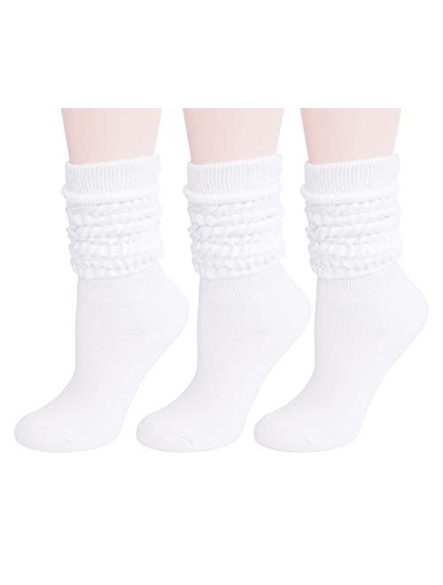 Lovful Slouch Socks for Women, Knee High Long Boot Socks, Cute Funny Novelty Scrunch Socks 3 Pairs