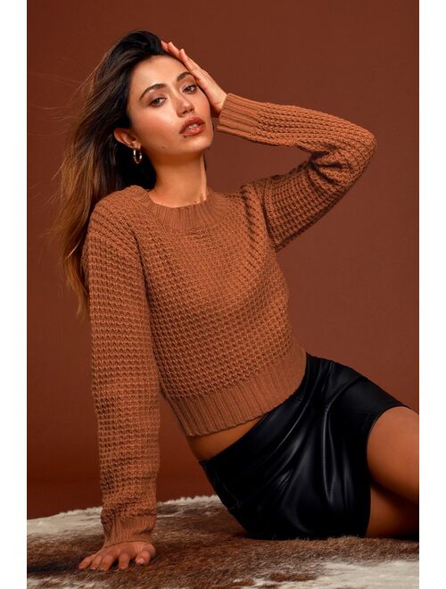 Lulus Campfire Cozy Light Grey Cropped Sweater