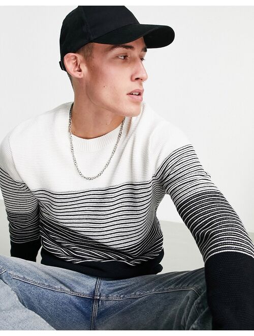 Jack & Jones Originals gradient sweater in black & white