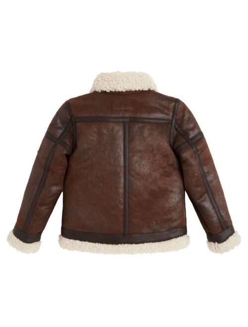 Guess Big Boys Faux Suede and Shearling Aviator Jacket