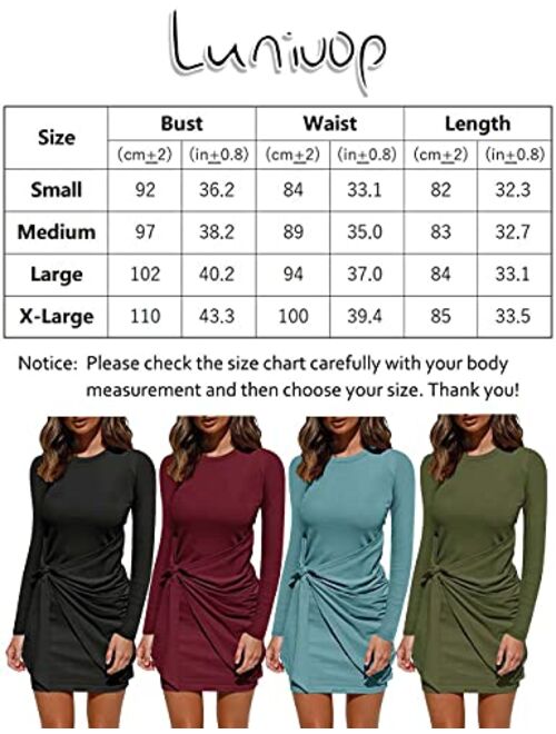 Lunivop Womens Casual Long Sleeve T Shirt Dress 2021 Fashion Crewneck Mini Wrap Dress