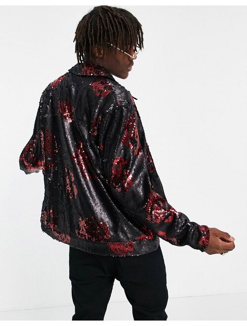 Asos Design harrington jacket in all over sequin detail