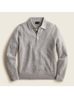 Kids' long-sleeve cashmere polo shirt