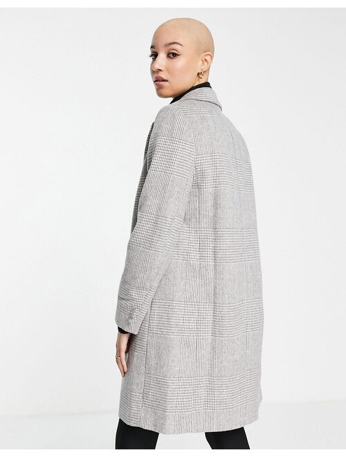 New Look tailored check coat in gray twill