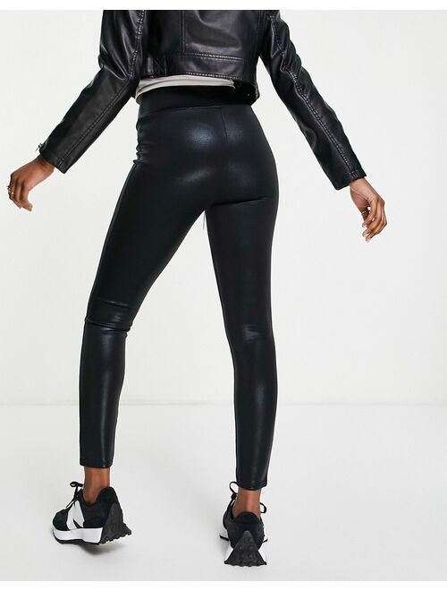 River Island shiny coated leggings in black