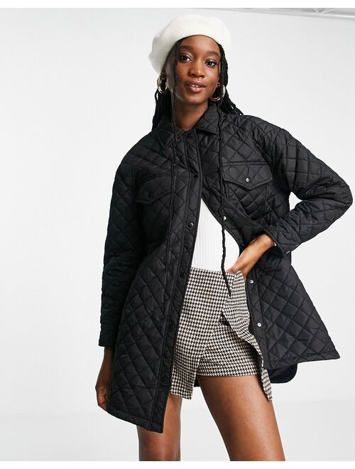 New Look quilted shacket in black